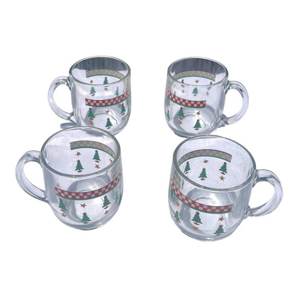Vintage 1997 Christmas Mugs by Debbie Mum Glass Mug Set of 4 - Picture 2 of 13